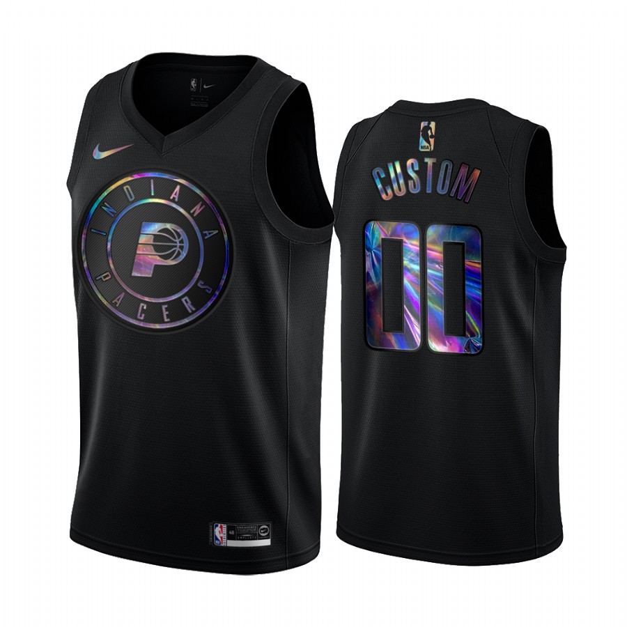 Indiana Pacers Custom #00 Jersey Iridescent Holographic Black Limited Edition