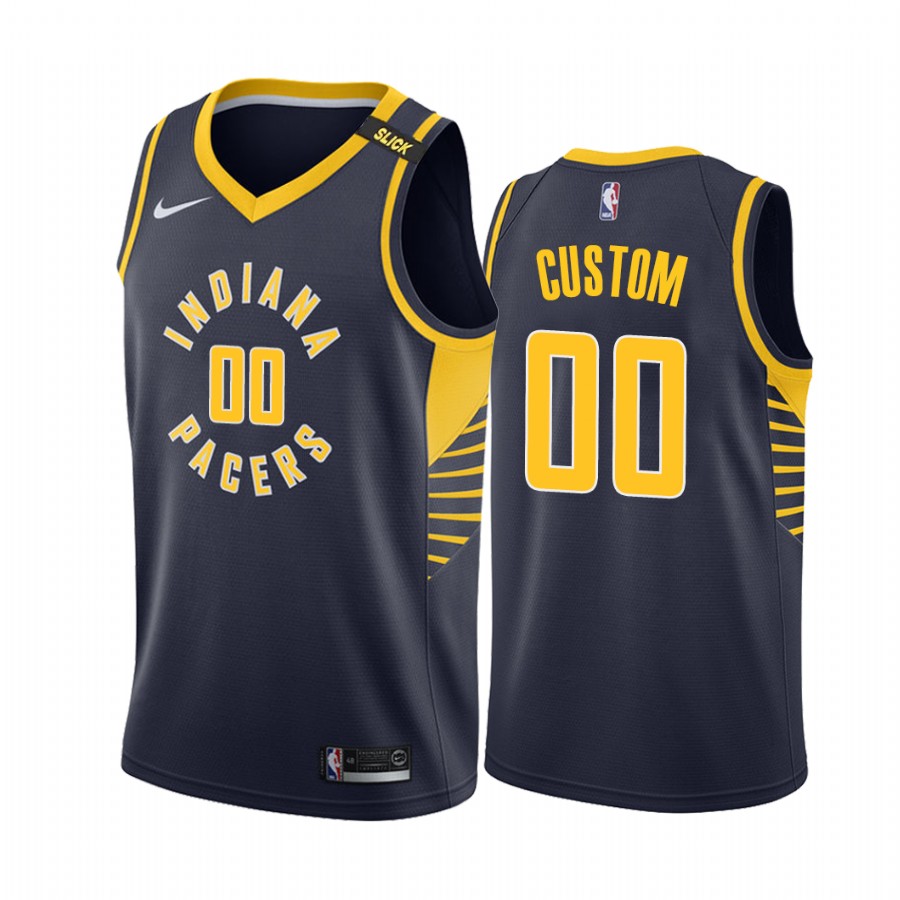 Indiana Pacers Custom #00 Navy honor Slick Leonard Jersey Icon Edition