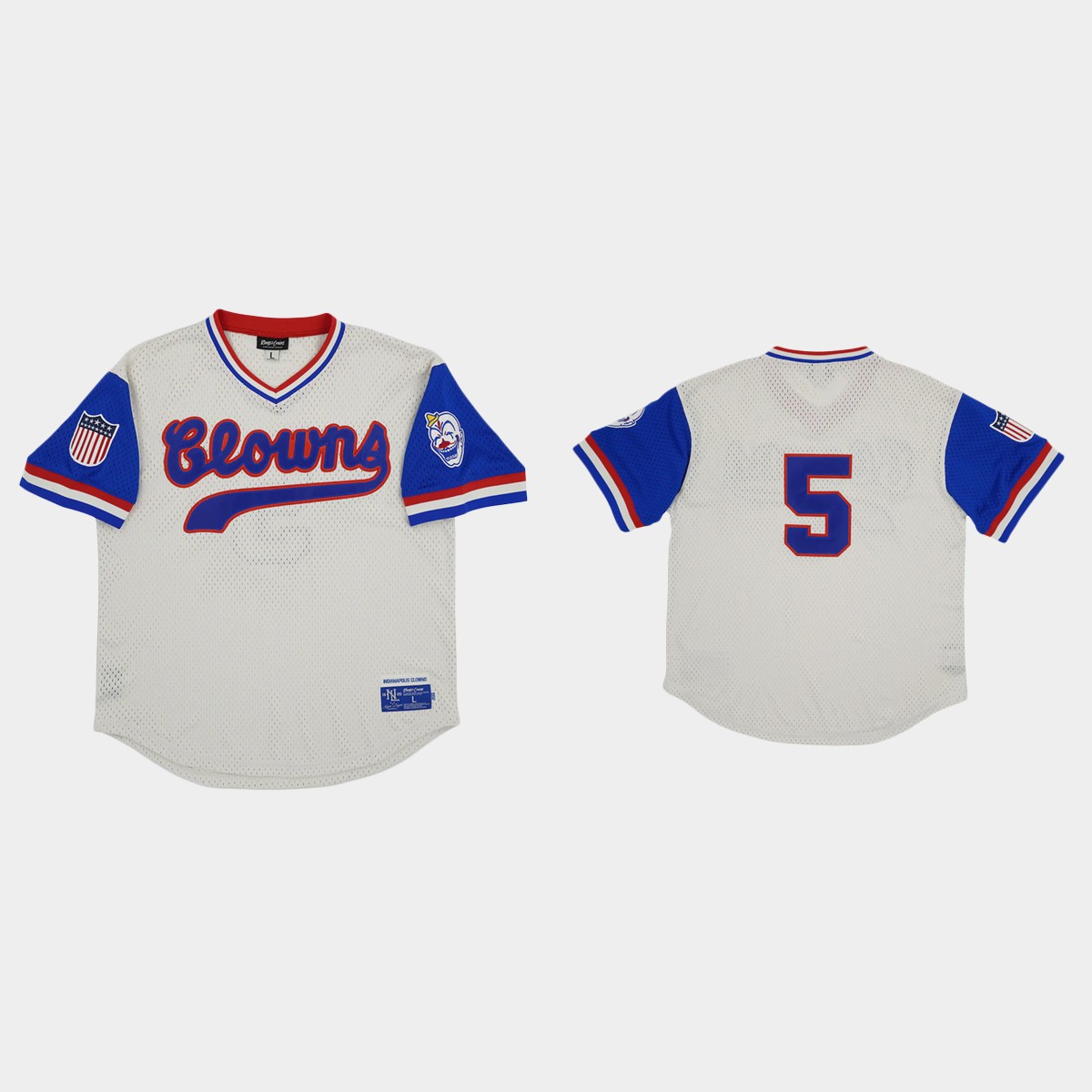 Indianapolis Clowns #5 Rings And Crwns Mesh Jersey - Cream