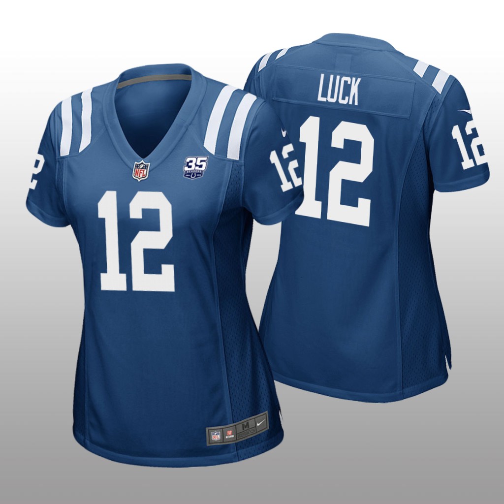 Indianapolis Colts #12 Royal Andrew Luck 35th Anniversary Jersey - Women