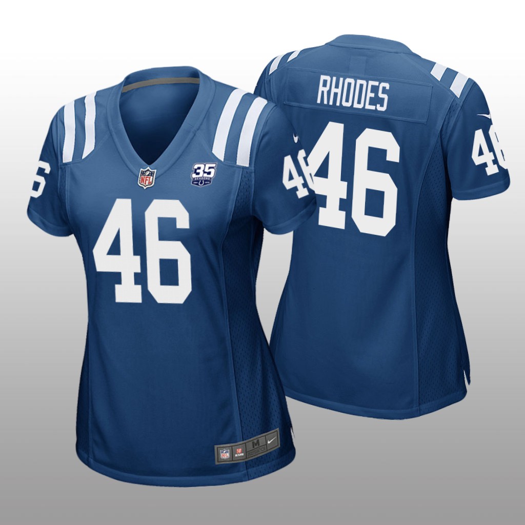 Indianapolis Colts #46 Royal Luke Rhodes 35th Anniversary Jersey - Women