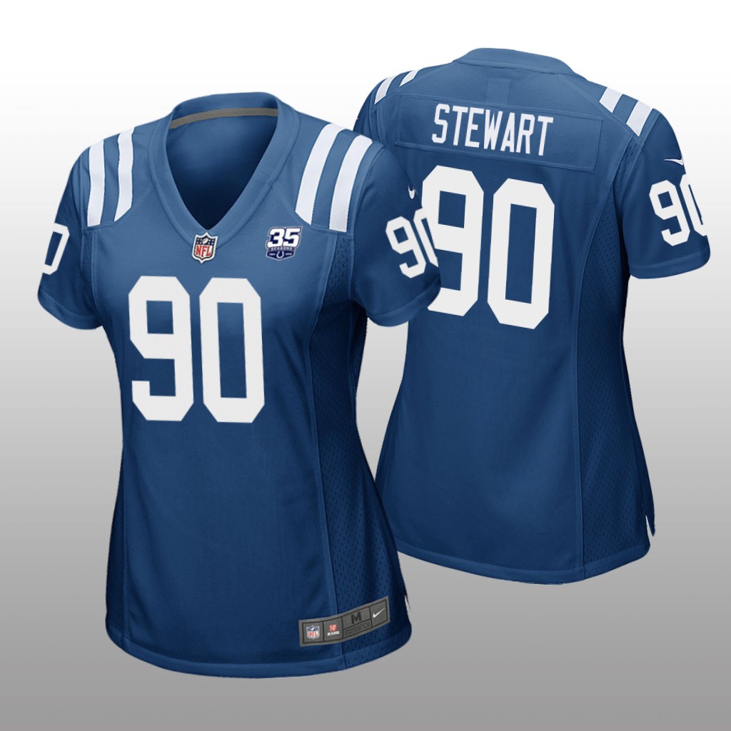 Indianapolis Colts #90 Royal Grover Stewart 35th Anniversary Jersey - Women