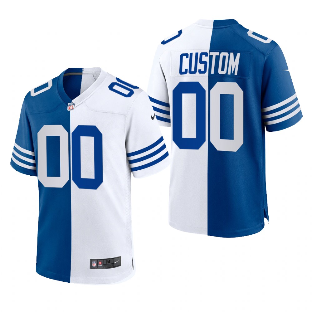 Indianapolis Colts Custom Royal White Split 2021 Throwback - Men's