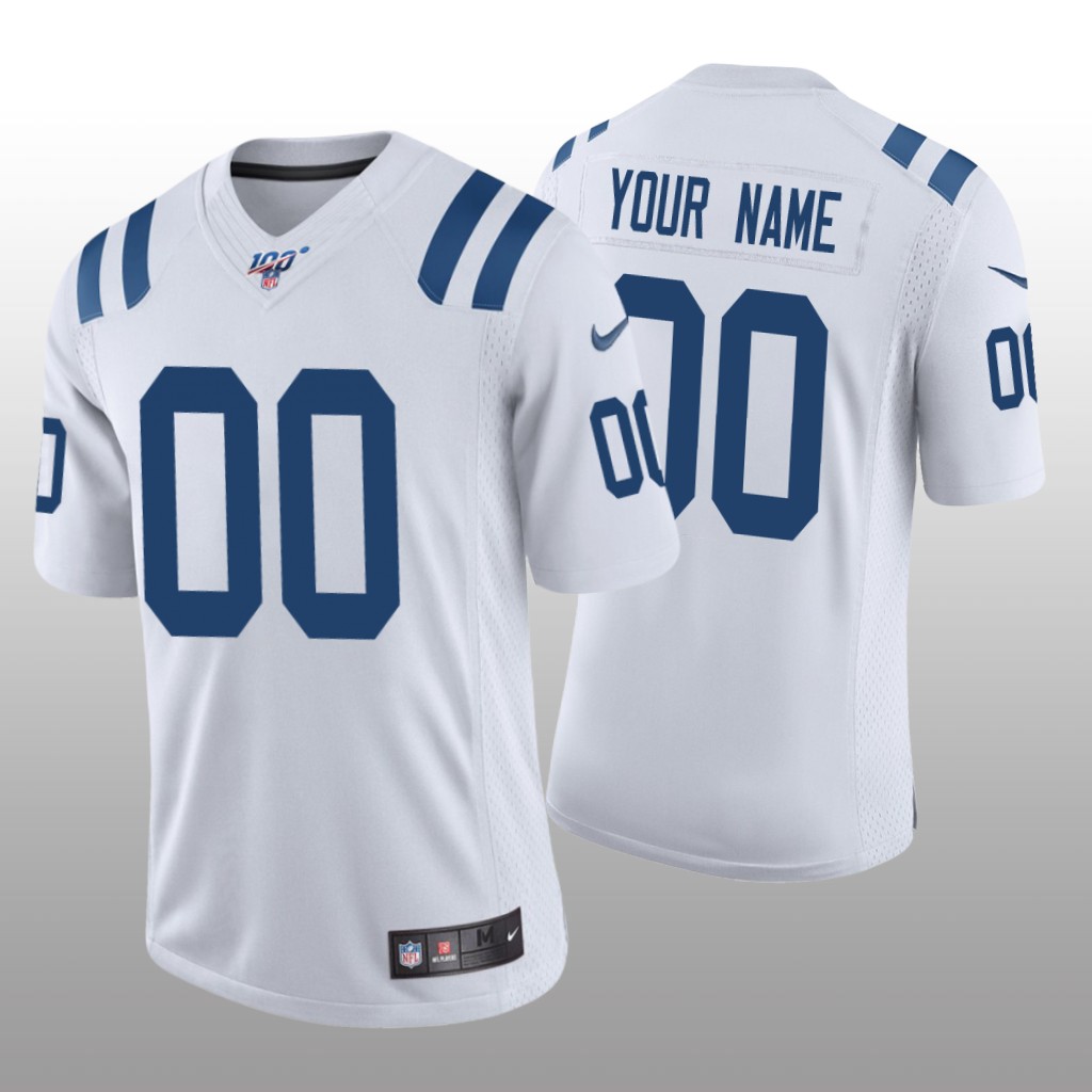 Indianapolis Colts Custom White Vapor Limited Jersey 100th Season - Men's