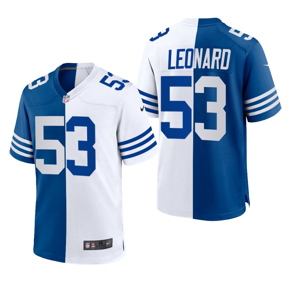 Indianapolis Colts Darius Leonard Royal White Split 2021 Throwback - Men's