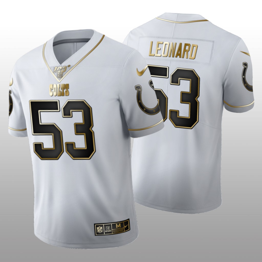 Indianapolis Colts Darius Leonard White Golden Edition Jersey 100th Season Men's