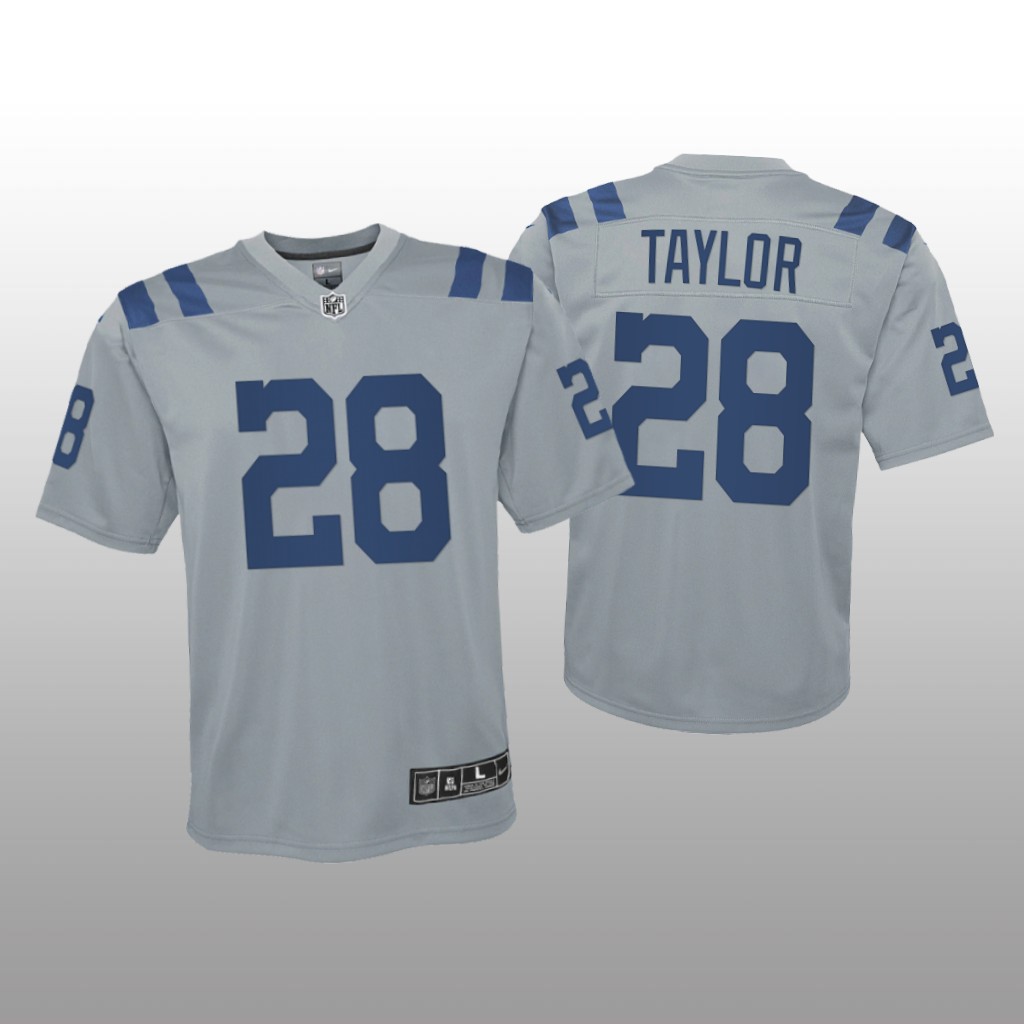 Indianapolis Colts Jonathan Taylor Gray Jersey Inverted Game - Youth