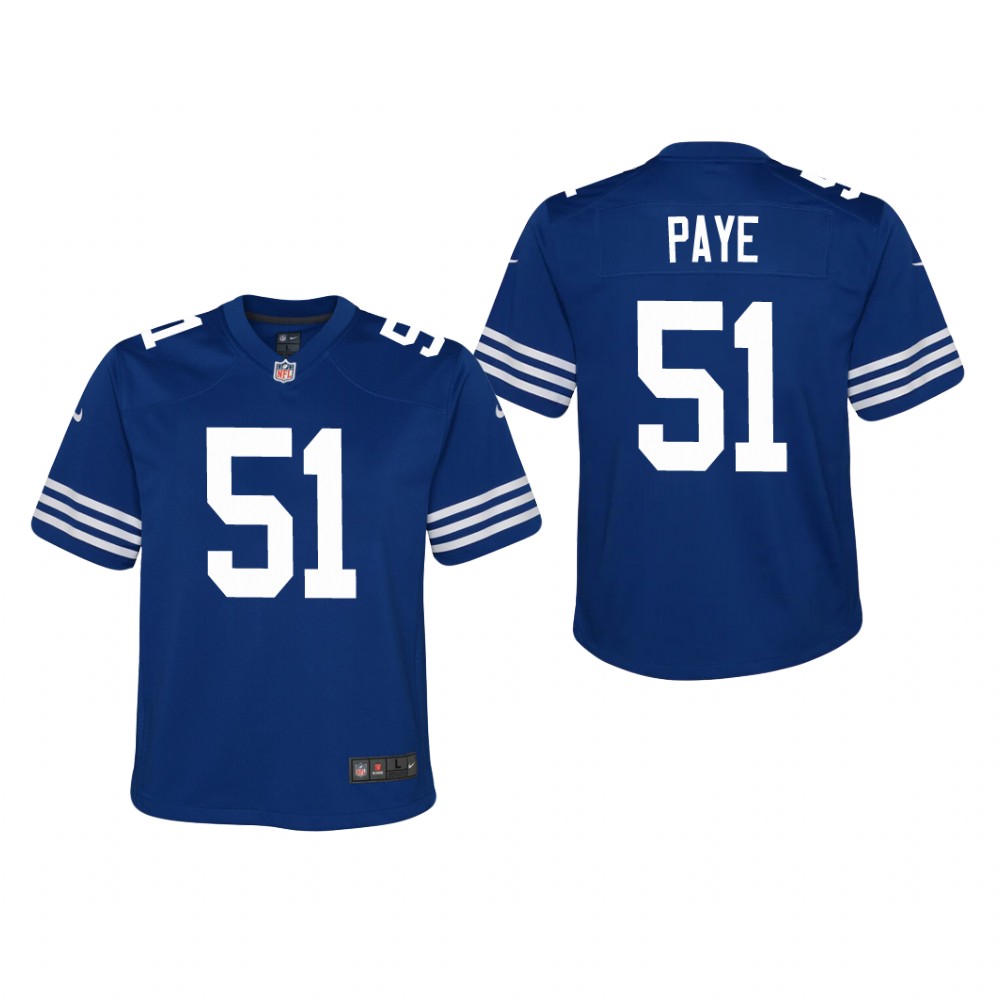 Indianapolis Colts Kwity Paye Royal Jersey Alternate Game - Youth
