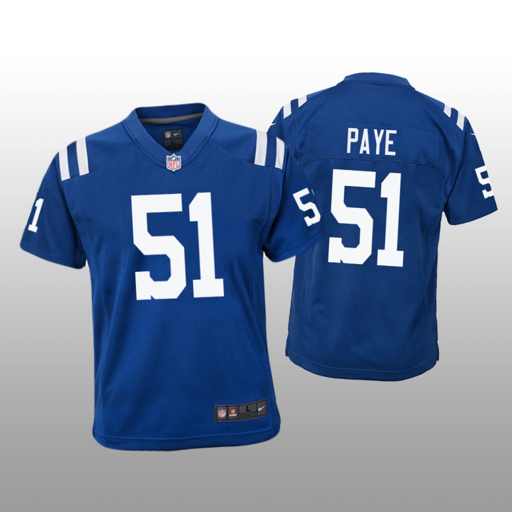 Indianapolis Colts Kwity Paye Royal Jersey Color Rush Game - Youth