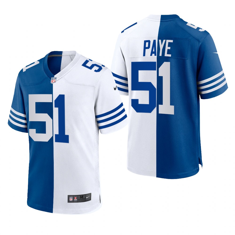 Indianapolis Colts Kwity Paye Royal White Split 2021 Throwback - Men's