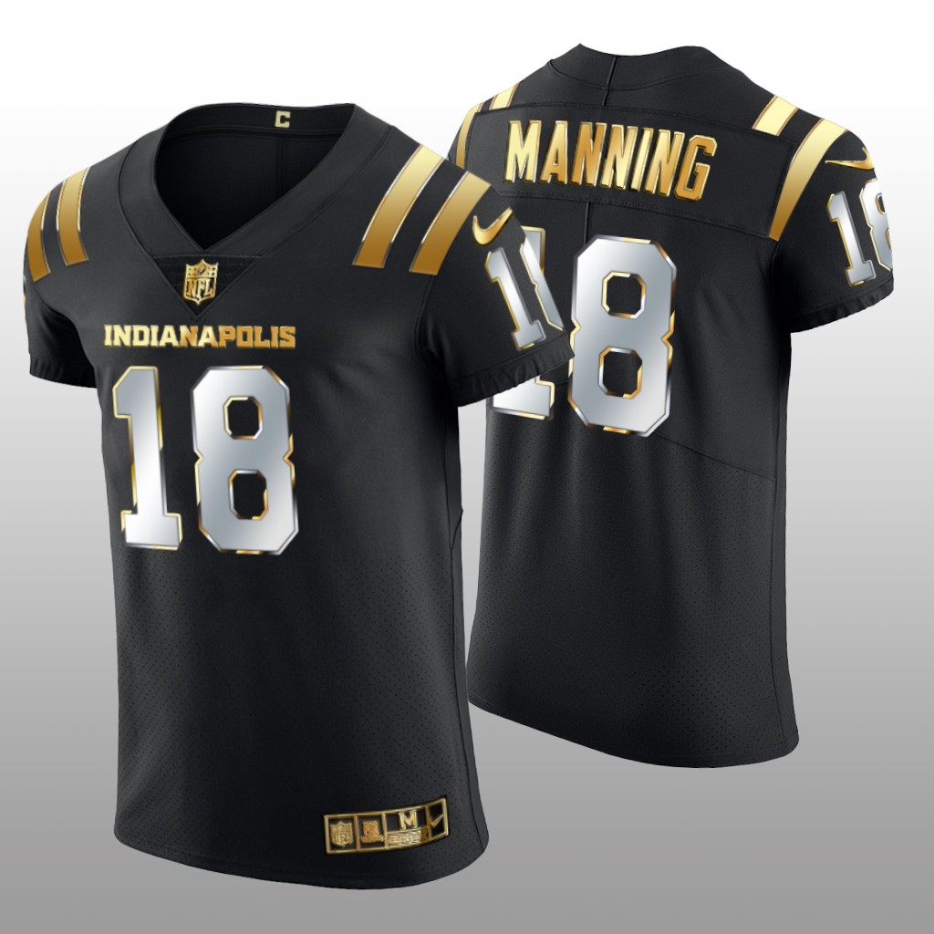 Indianapolis Colts Peyton Manning Black Elite Jersey Golden Edition Men's