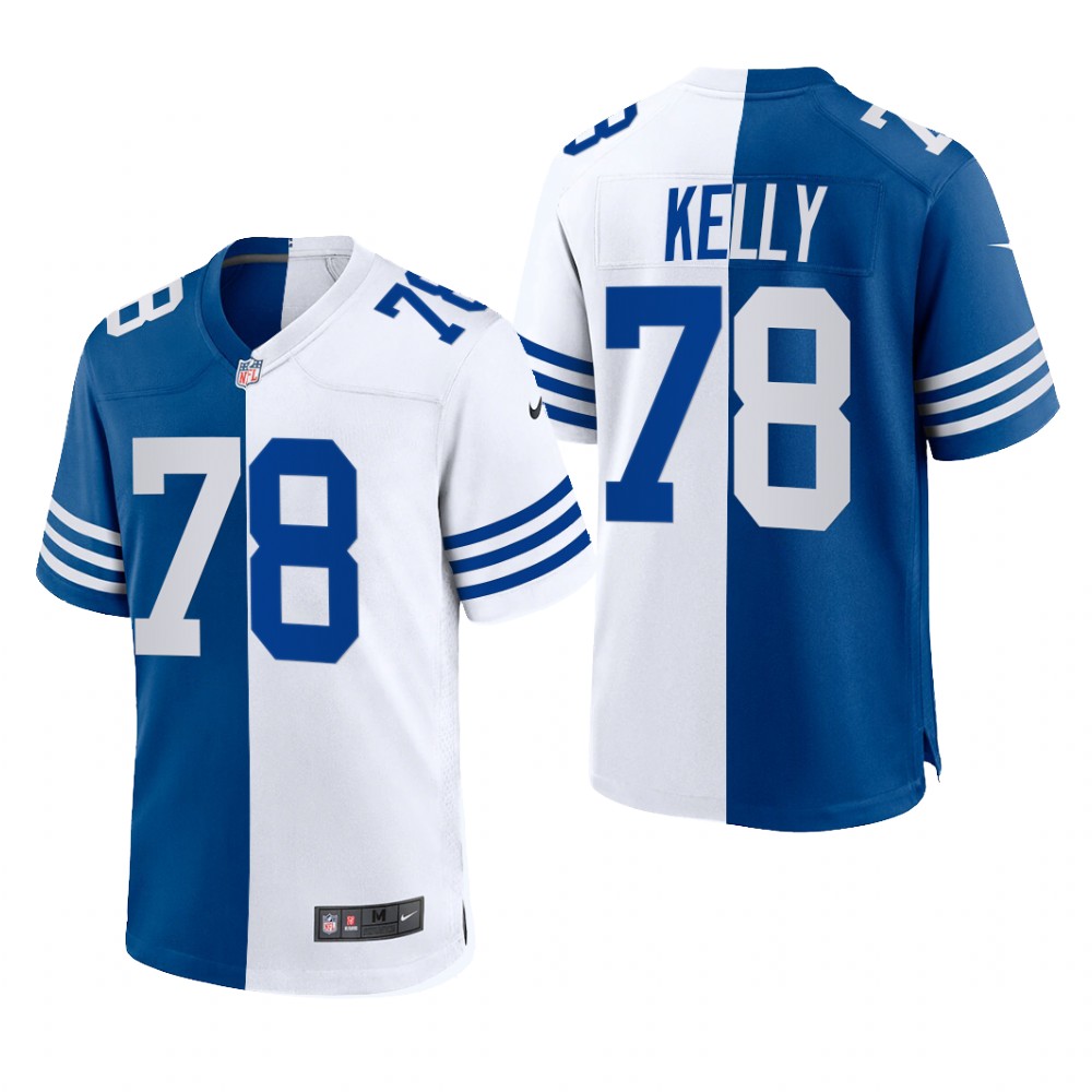 Indianapolis Colts Ryan Kelly Royal White Split 2021 Throwback - Men's