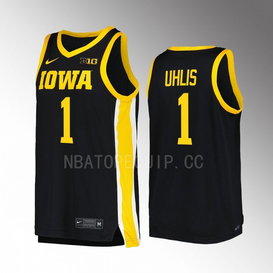 Iowa Hawkeyes Ahron Uhlis Jersey 2022-23 College  Black  Uniform
