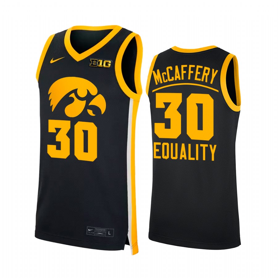 Iowa Hawkeyes Connor McCaffery Jersey 2022 Equality Black NCAA Big Ten Uniform