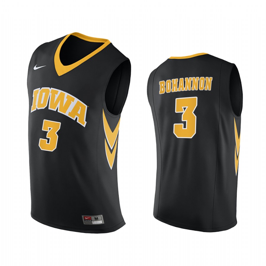 Iowa Hawkeyes Jordan Bohannon Black  2020-21 College  Jersey