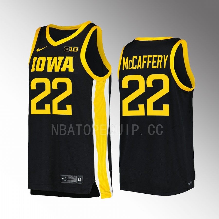 Iowa Hawkeyes Patrick McCaffery Jersey 2022-23 College  Black  Uniform