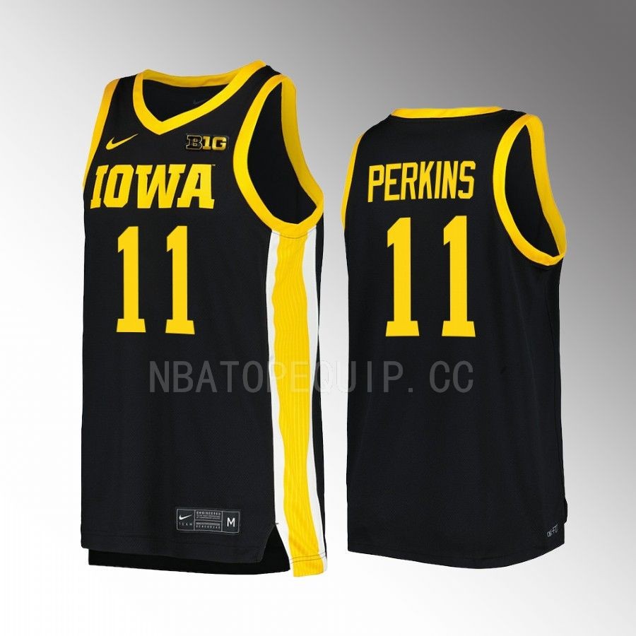 Iowa Hawkeyes Tony Perkins Jersey 2022-23 College  Black  Uniform