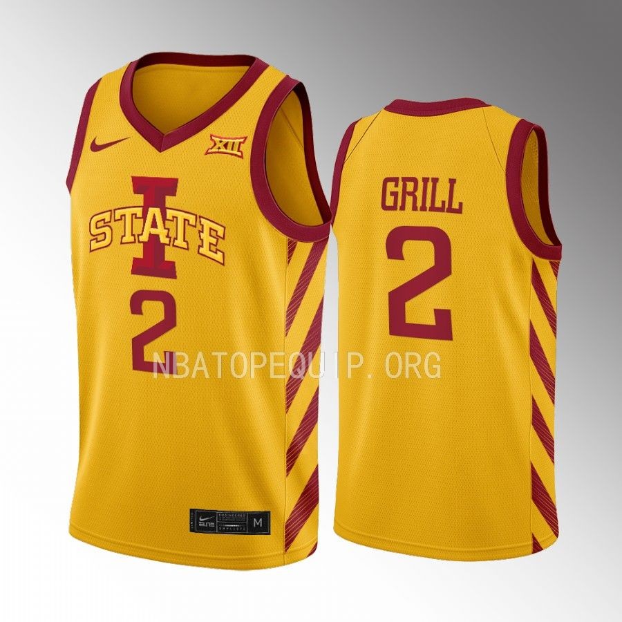 Iowa State Cyclones Caleb Grill Jersey 2022-23 College  Gold Uniform