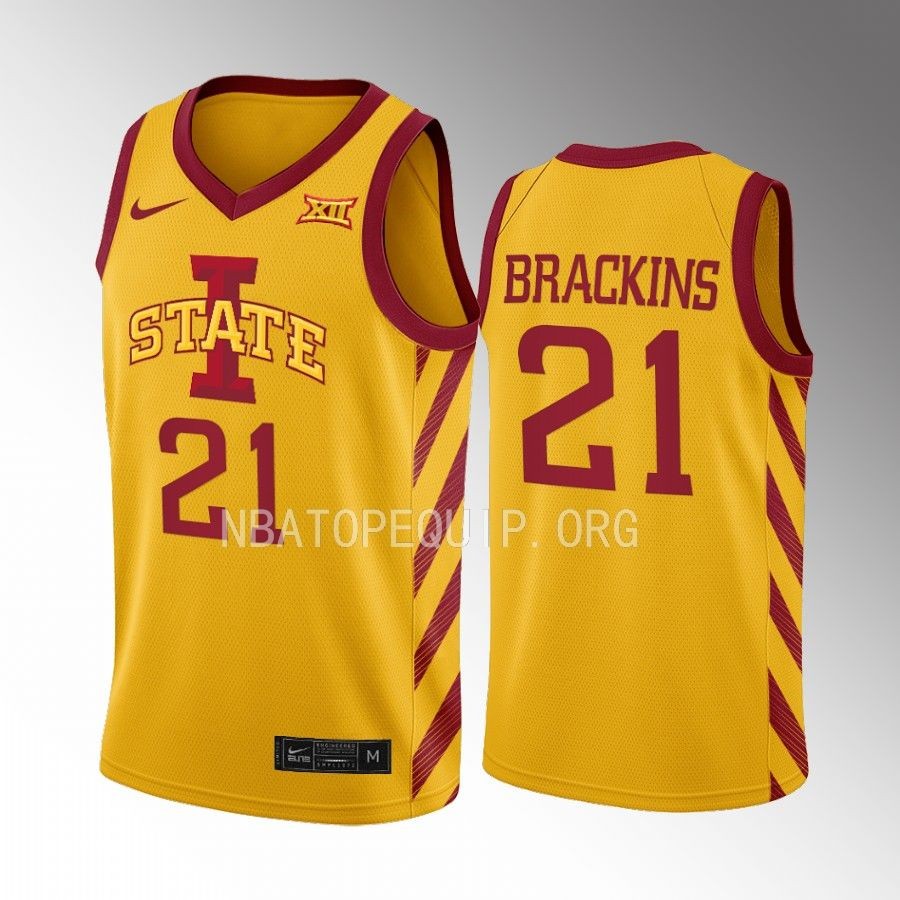 Iowa State Cyclones Craig Brackins Jersey College  Gold Uniform