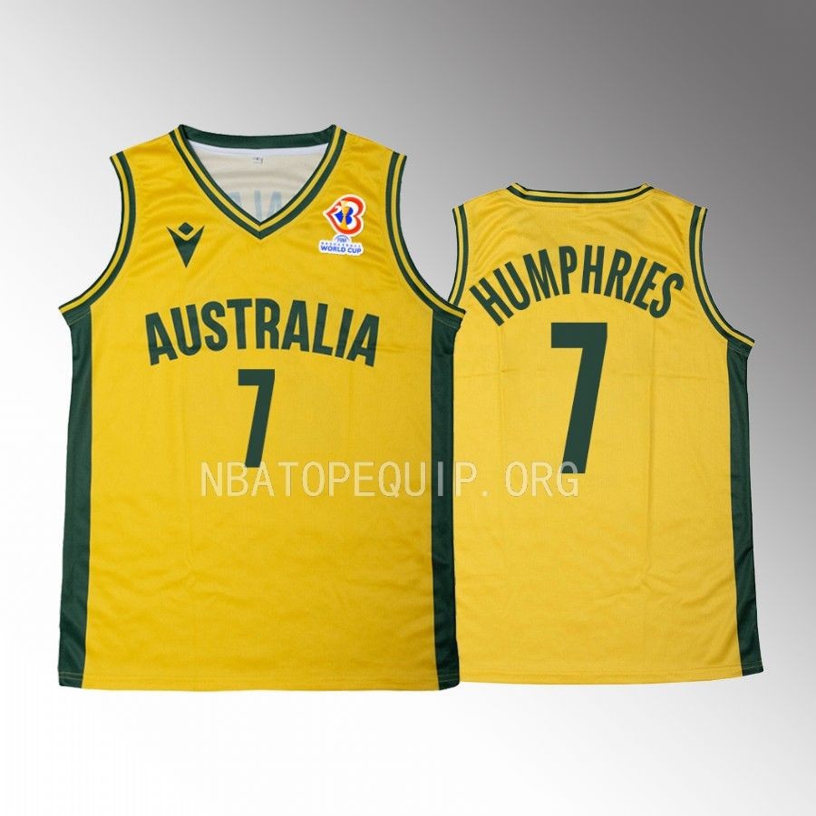 Isaac Humphries Australia  2023 FIBA World Cup Yellow Jersey Home #7