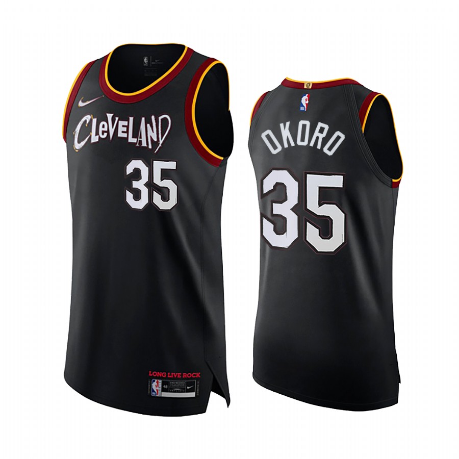 Isaac Okoro Cleveland Cavaliers Black 2021 City Jersey Long Live Rock