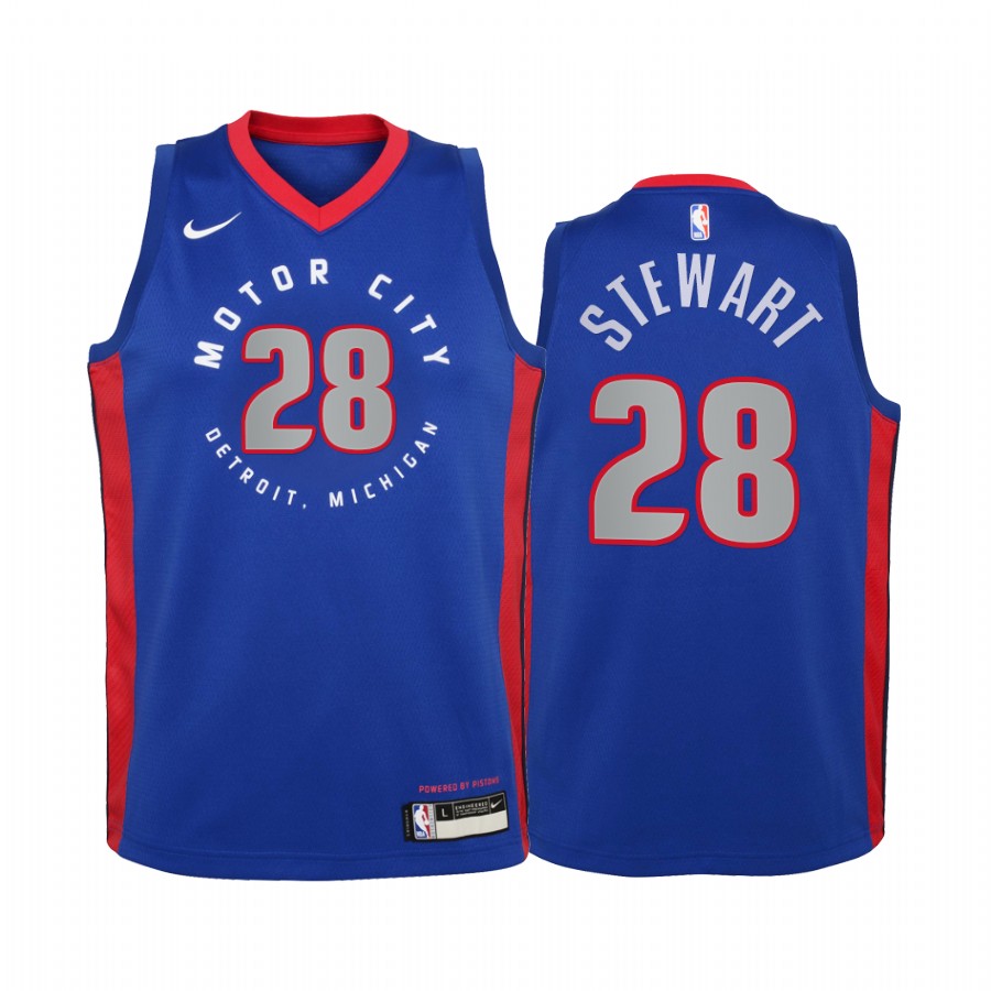 Isaiah Stewart Detroit Pistons 2020-21 City Blue Youth Jersey - New Uniform