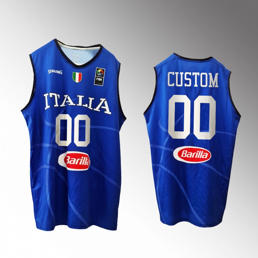 Italy Team #00 custom 2023 FIBA  World Cup Home Men Jersey Blue