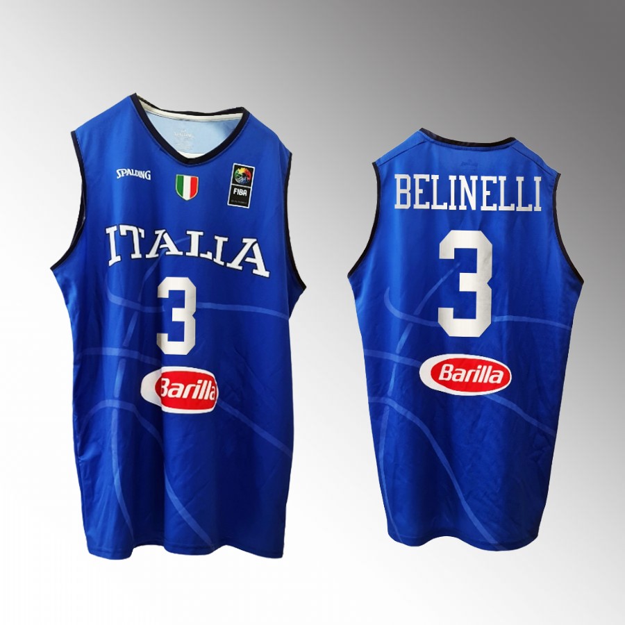 Italy Team #3 Marco Belinelli 2023 FIBA  World Cup Home Men Jersey Blue
