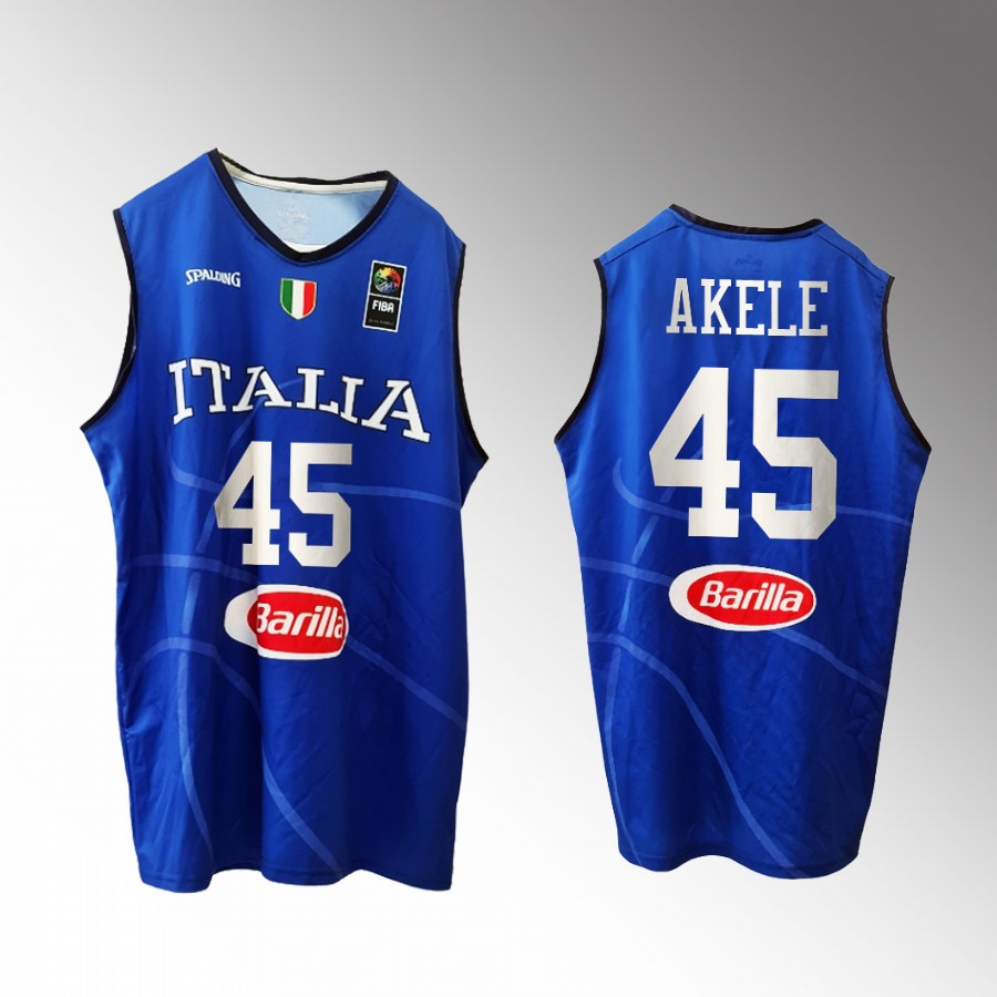 Italy Team #45 Nicola Akele 2023 FIBA  World Cup Home Men Jersey Blue