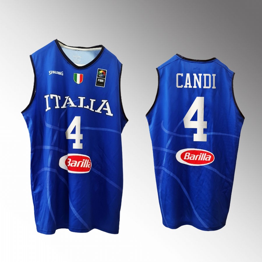 Italy Team #4 Leonardo Candi 2023 FIBA  World Cup Home Men Jersey Blue