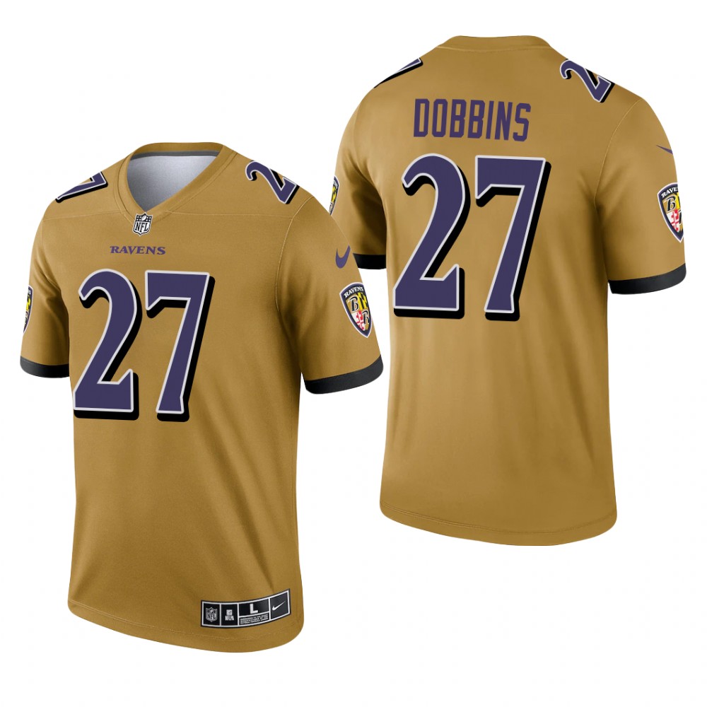 J.K. Dobbins Baltimore Ravens Gold Jersey Inverted Legend - Men's