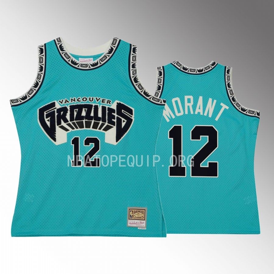 Ja Morant #12 Memphis Grizzlies Off Court Teal Mitchell Ness Chenille Jersey