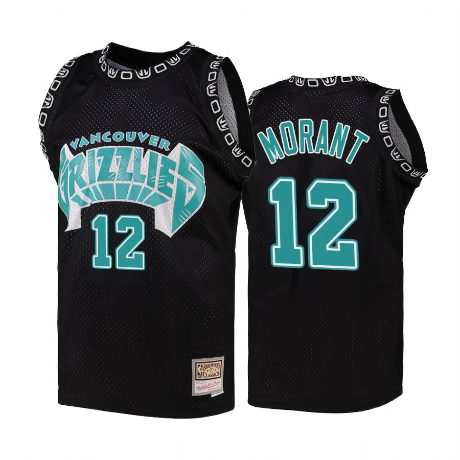 Ja Morant 12 Vancouver Grizzlies Hardwood Classics Black Jersey Team Color