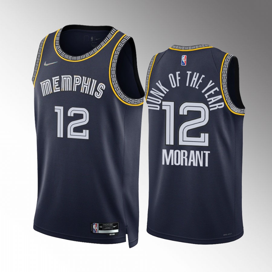 Ja Morant Dunk of the Year Memphis Grizzlies #12 Navy Jersey Fan Favorite