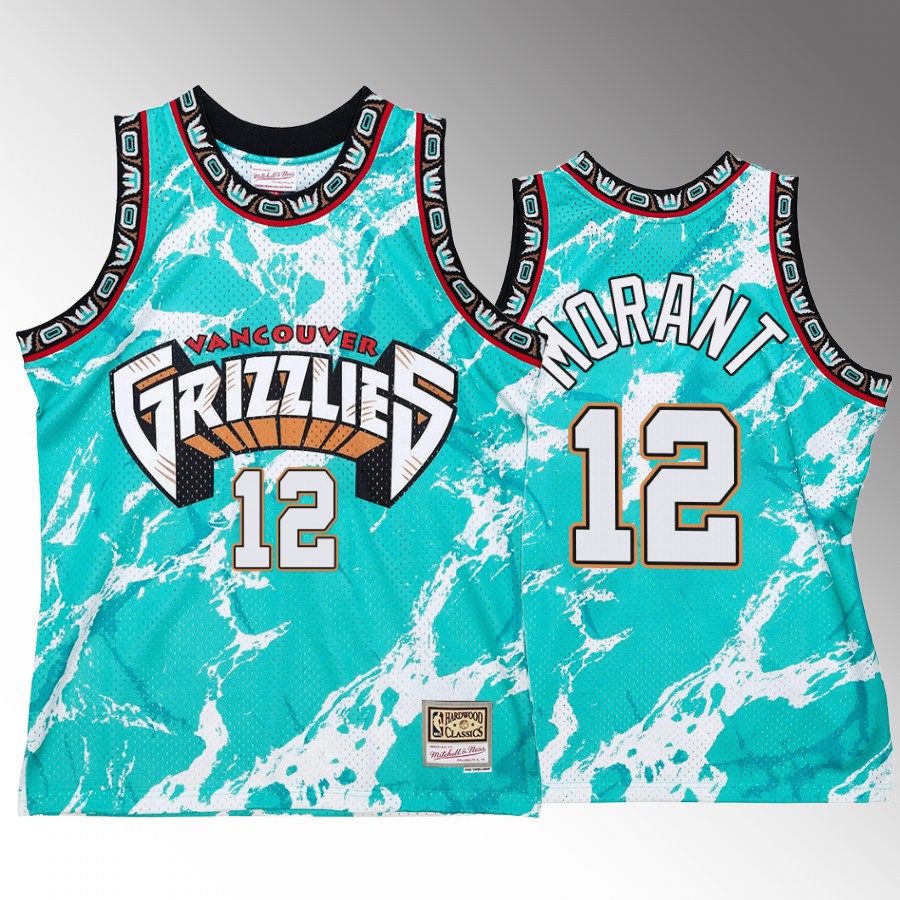 Ja Morant Memphis Grizzlies Teal Marble Swingman Hardwood Classics #12 Jersey