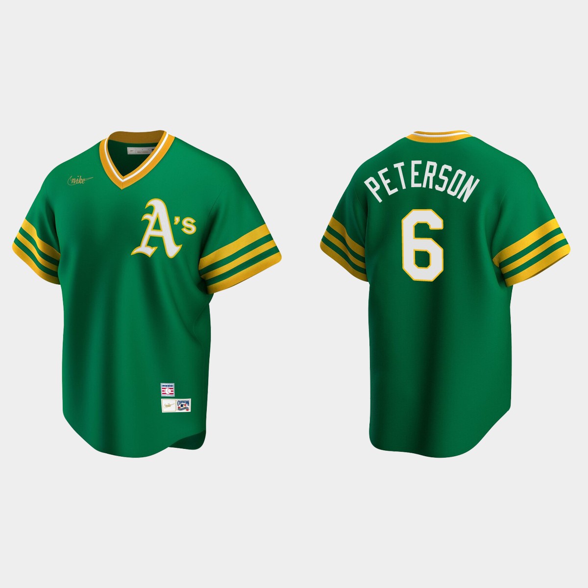 Jace Peterson Oakland Athletics Cooperstown Collection Road Jersey - Kelly Green