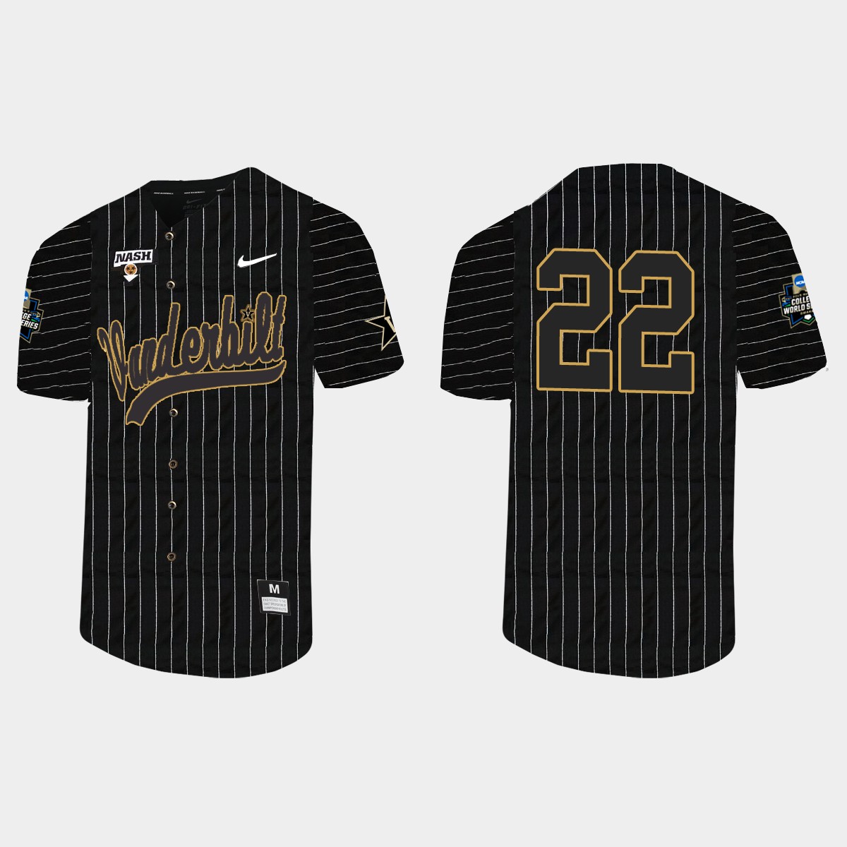 Jack Leiter Vanderbilt Commodores 2021 College World Series Pinstripe  Jersey - Black