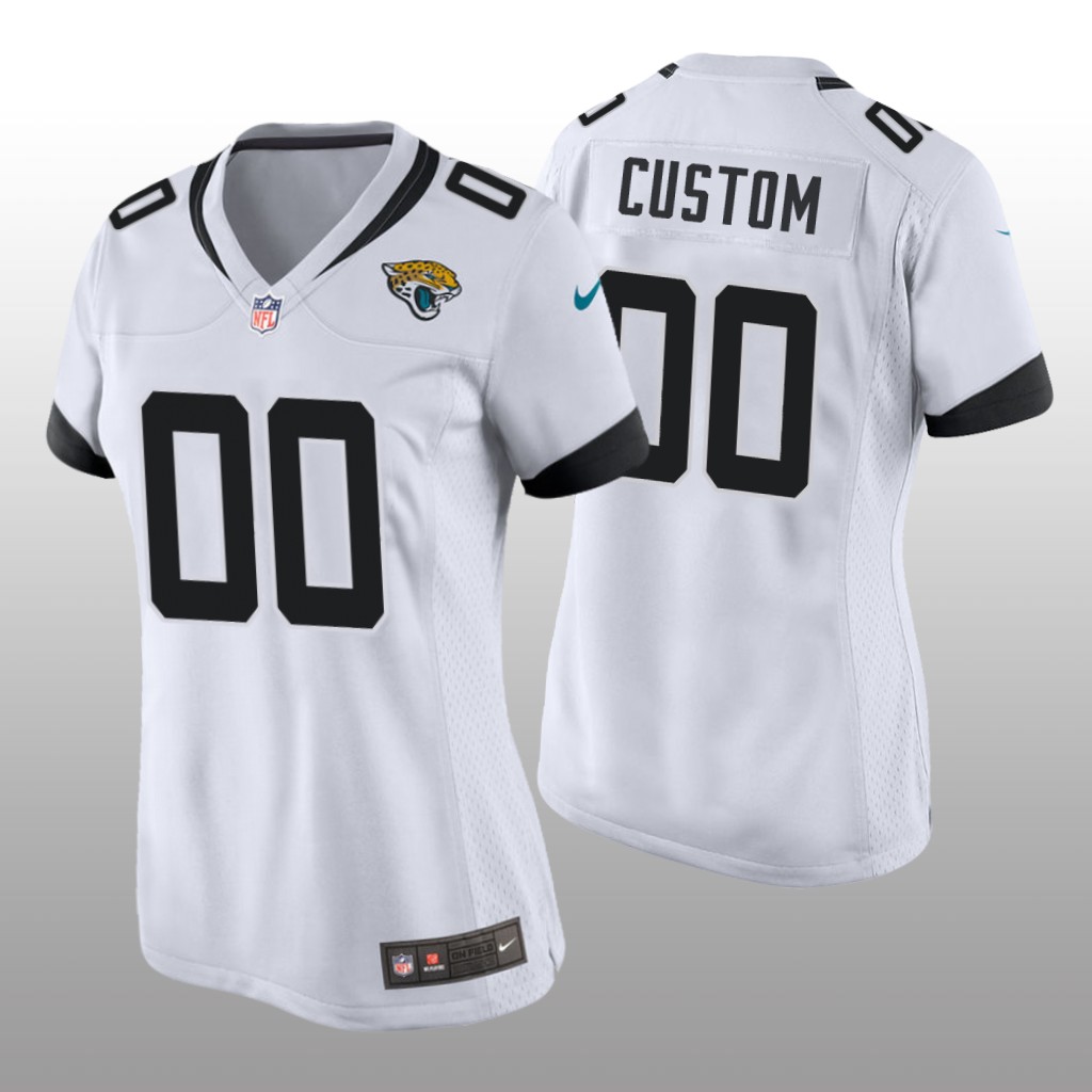 Jacksonville Jaguars #00 White Custom Game Jersey - Women