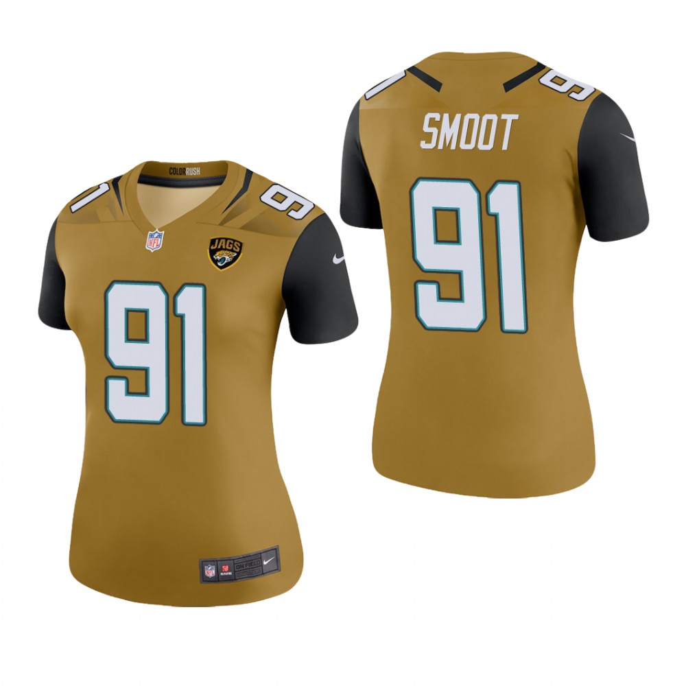 Jacksonville Jaguars Dawuane Smoot Gold Jersey Color Rush Legend - Women's