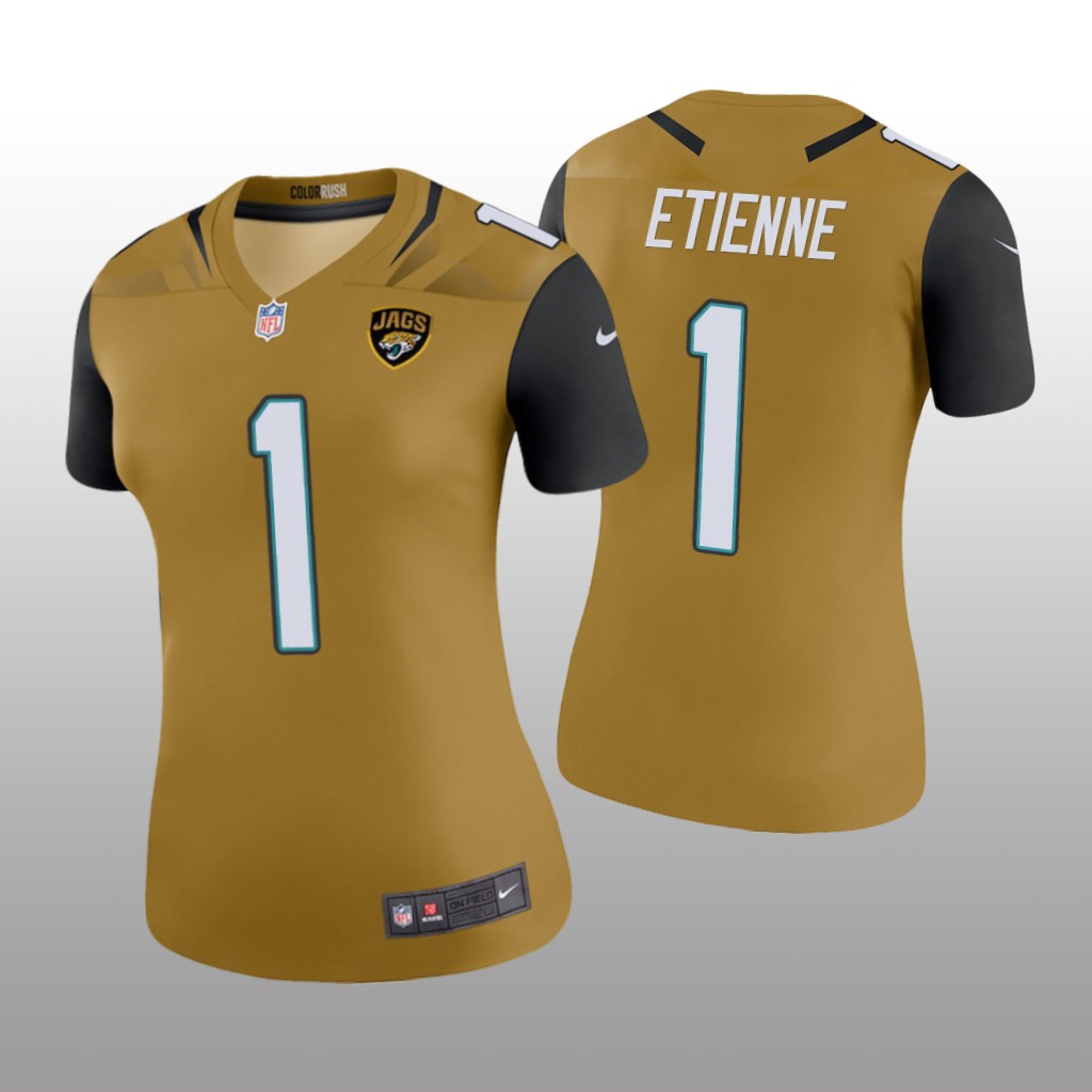 Jacksonville Jaguars Travis Etienne Gold Jersey Color Rush Legend - Women's