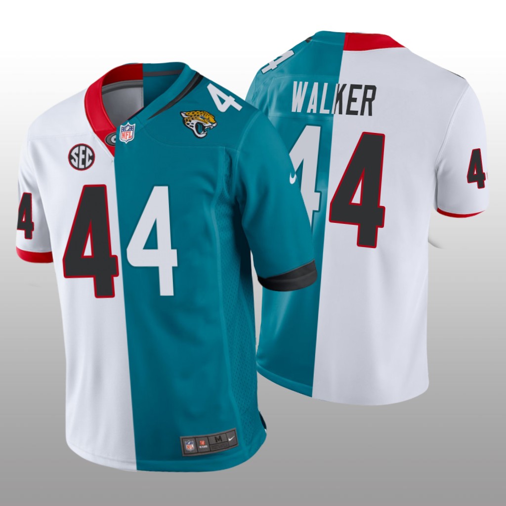 Jacksonville Jaguars Travon Walker Teal White Split Game 2022 NFL Draft - Men's