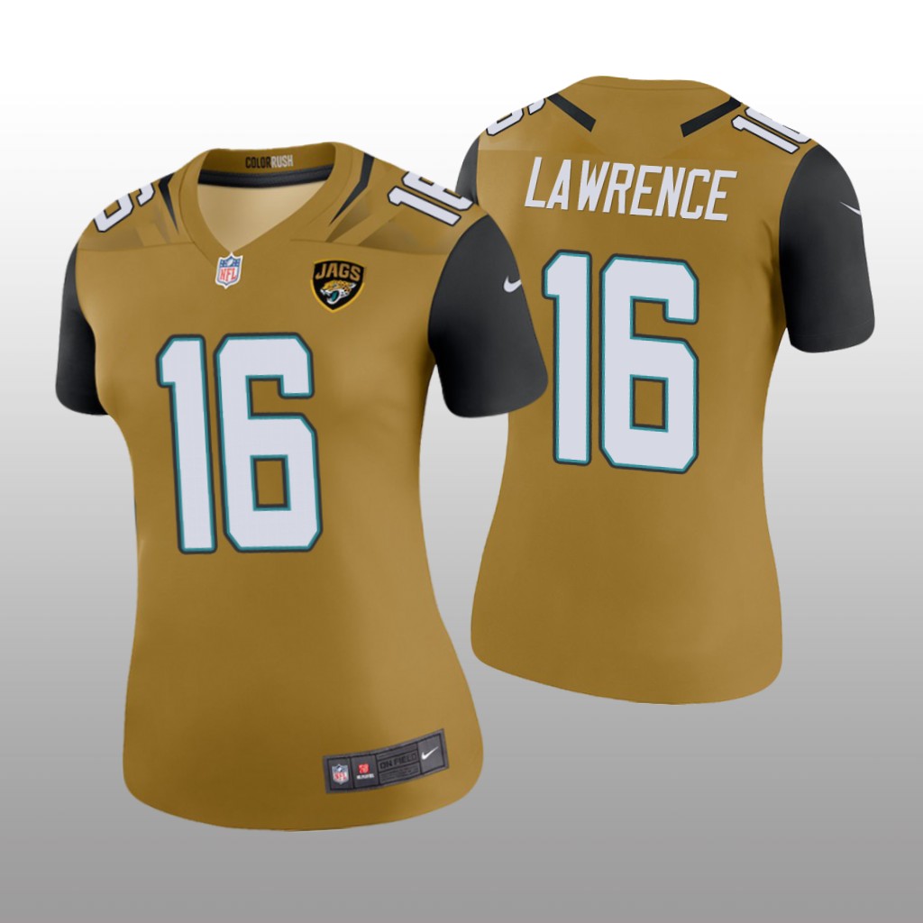 Jacksonville Jaguars Trevor Lawrence Gold Jersey Color Rush Legend - Women's