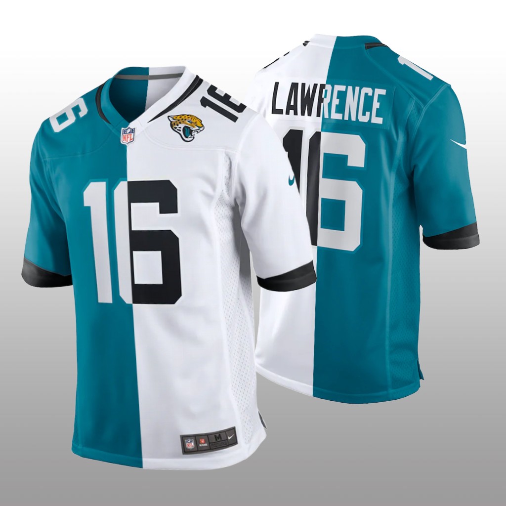 Jacksonville Jaguars Trevor Lawrence Teal White Split 2021 NFL Draft - Men's