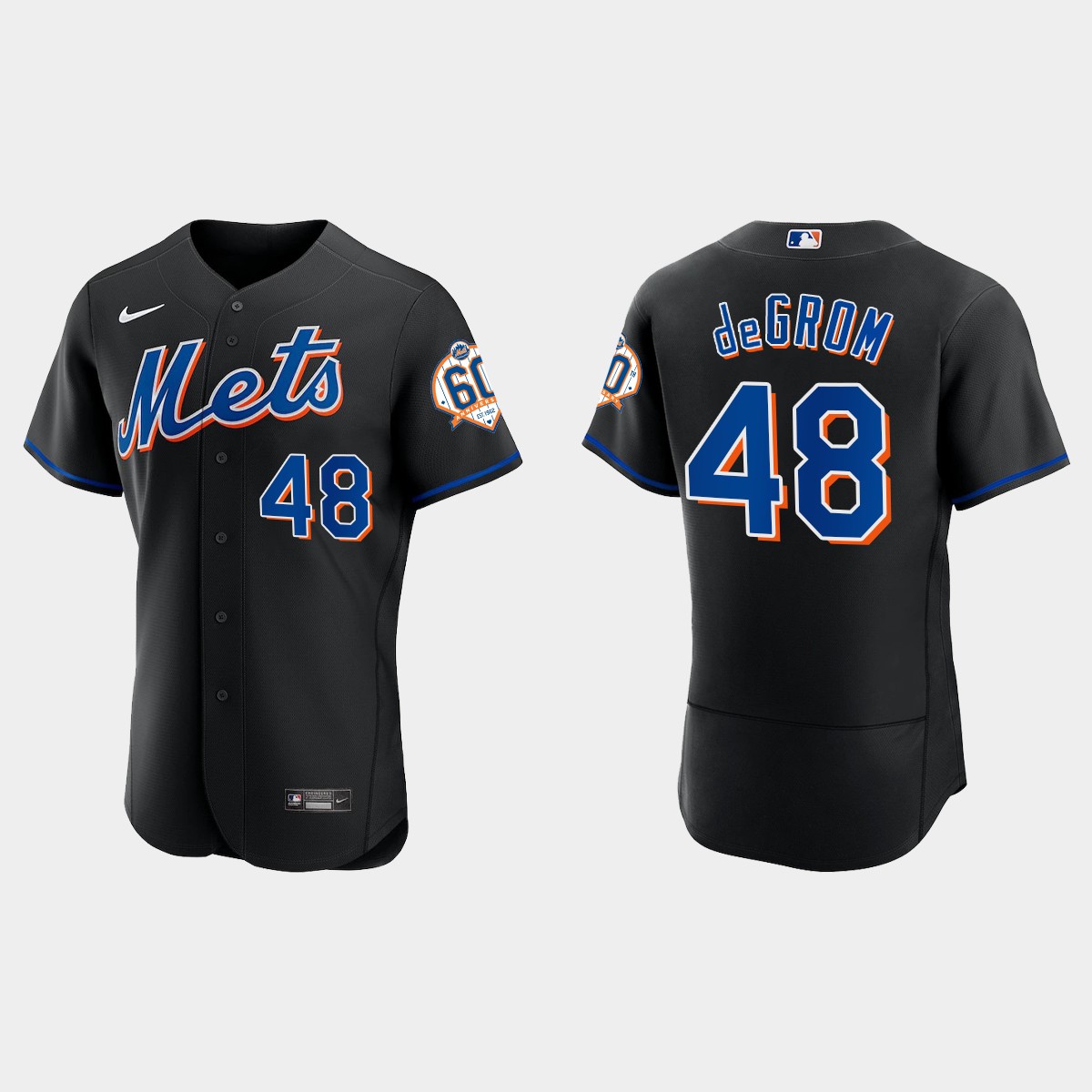 Jacob deGrom New York Mets 60th Anniversary Alternate Jersey – Black