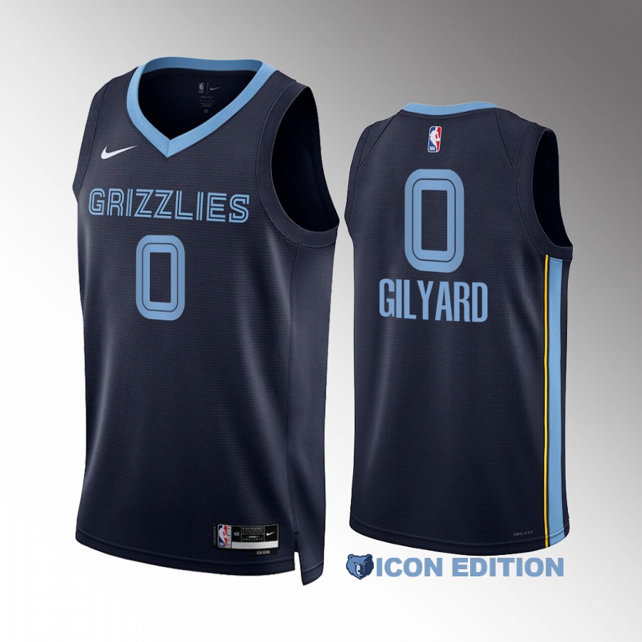 Jacob Gilyard Memphis Grizzlies #0 Navy Jersey 2022-23 Icon Edition Swingman