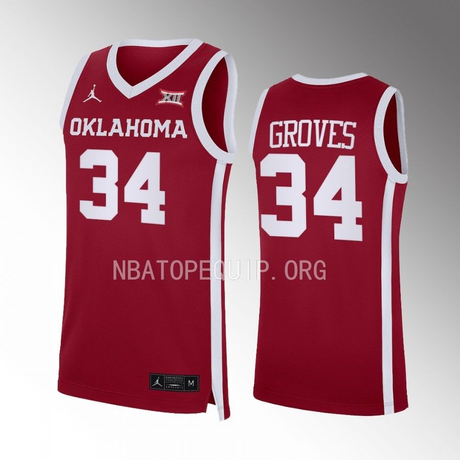 Jacob Groves Oklahoma Sooners Crimson Jersey 2022-23 Away