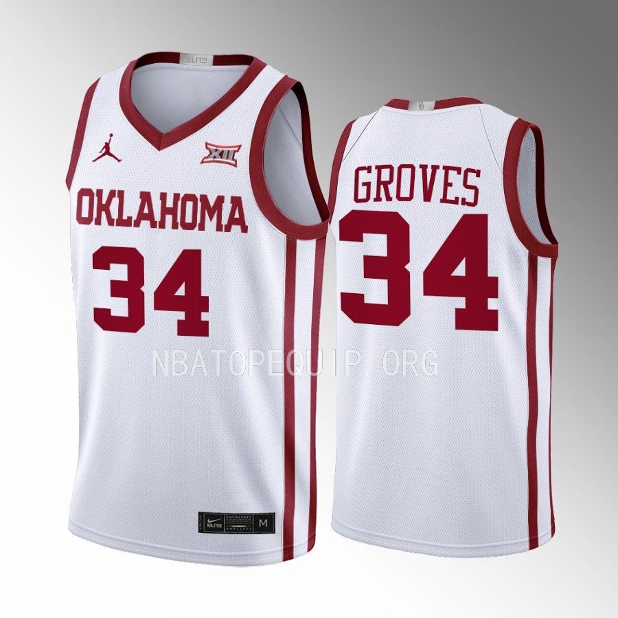Jacob Groves Oklahoma Sooners White Jersey 2022-23 College  Home
