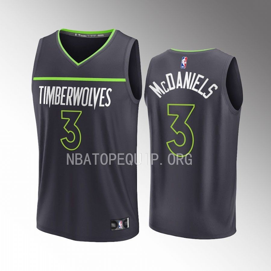 Jaden McDaniels Timberwolves #3 Anthracite Jersey Fast Break Fast Break Player 2022-23 Statement Edition
