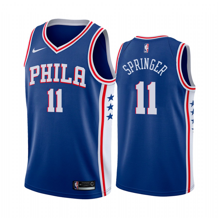Jaden Springer 2021 NBA Draft Philadelphia 76ers Icon Edition Jersey Blue