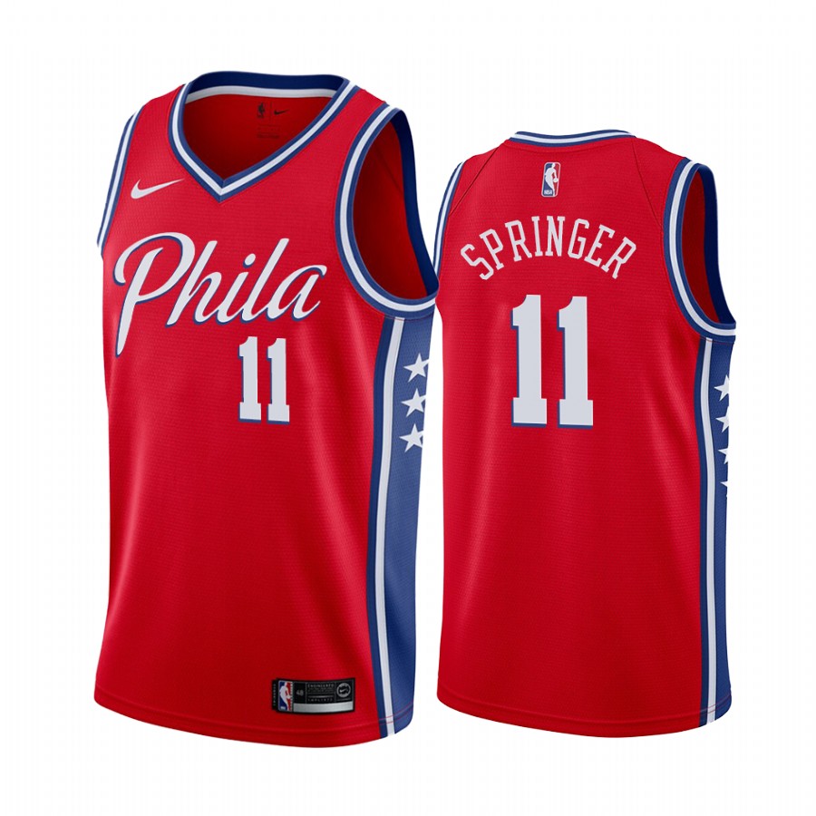 Jaden Springer 2021 NBA Draft Philadelphia 76ers Statement Edition Jersey Red